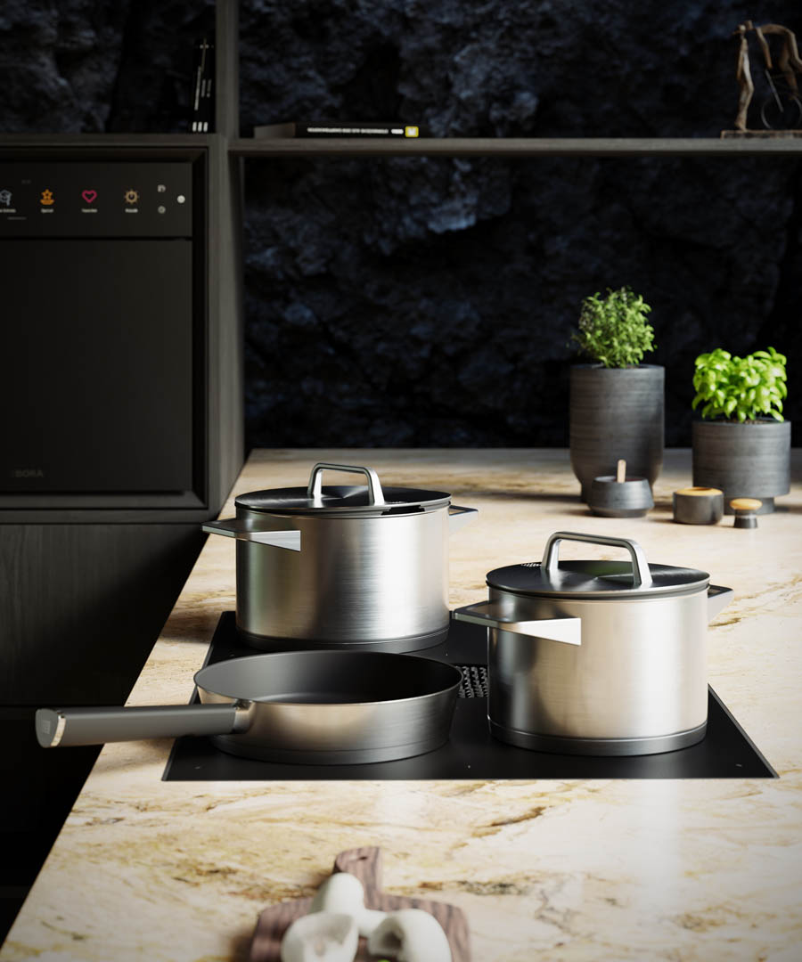 Modern kitchen with integrated extractor